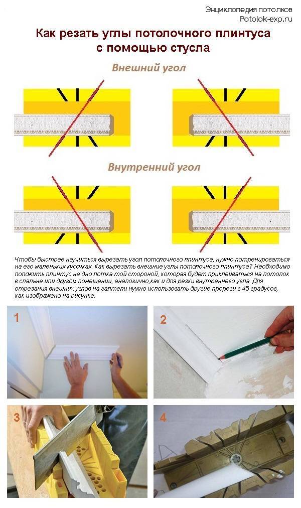 Как пользоваться стуслом для потолочных плинтусов - как вырезать угол в потолочном плинтусе