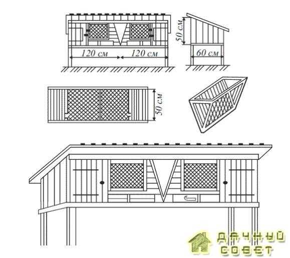 Схема как построить клетку для кроликов
