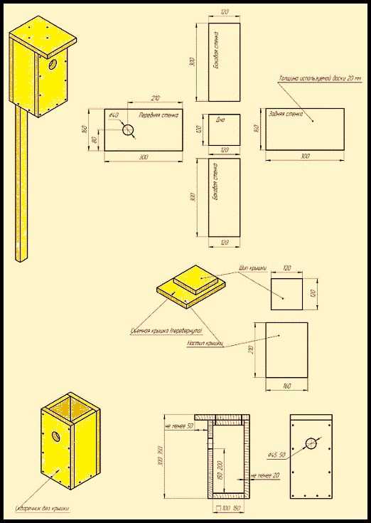 Скворечник своими руками чертежи и размеры из доски