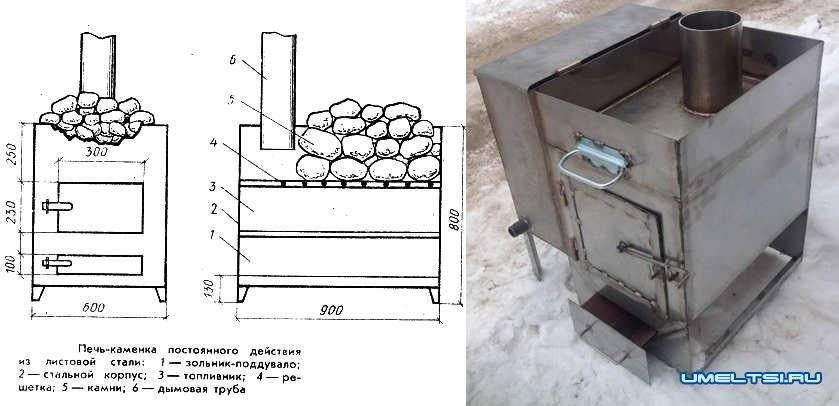 Чертеж печи из нержавейки