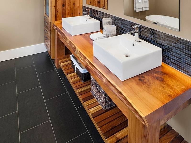Особенности выбора столешницы для ванной комнаты под раковину: выбор материала, нюансы монтажа