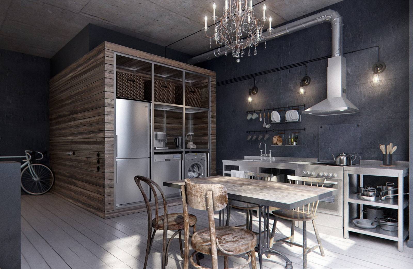 Кухня лофт – идеи дизайна, варианты планировки и декорирования. - 8loft