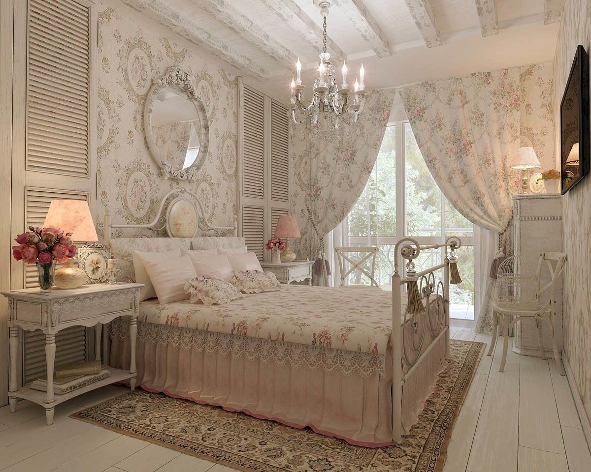 спальная комната в стиле шебби шик