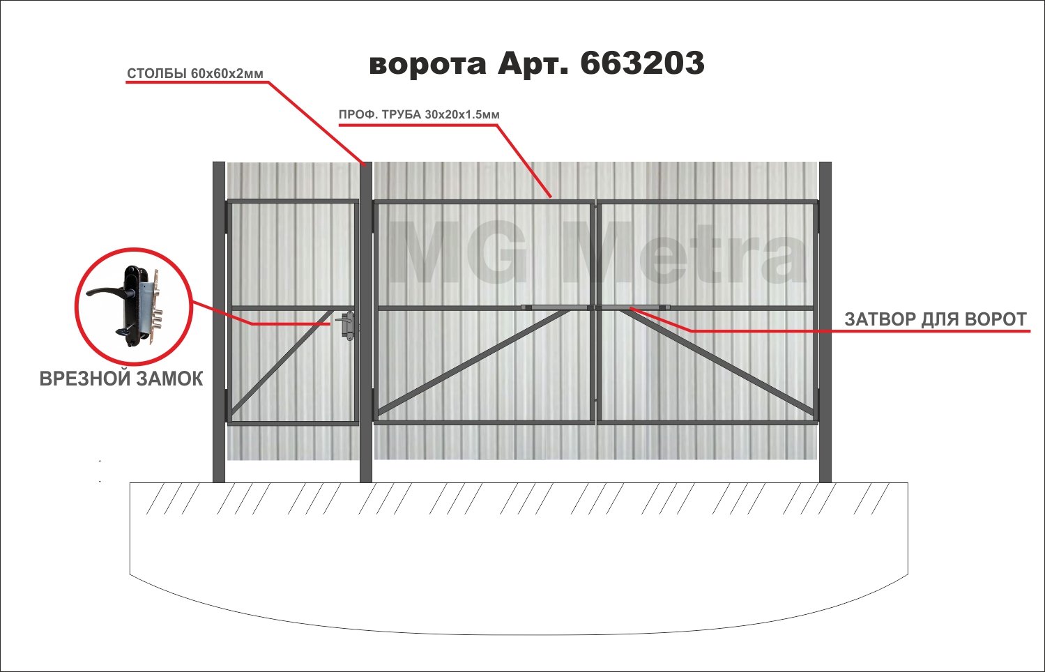 Ворота из металлопрофиля чертежи