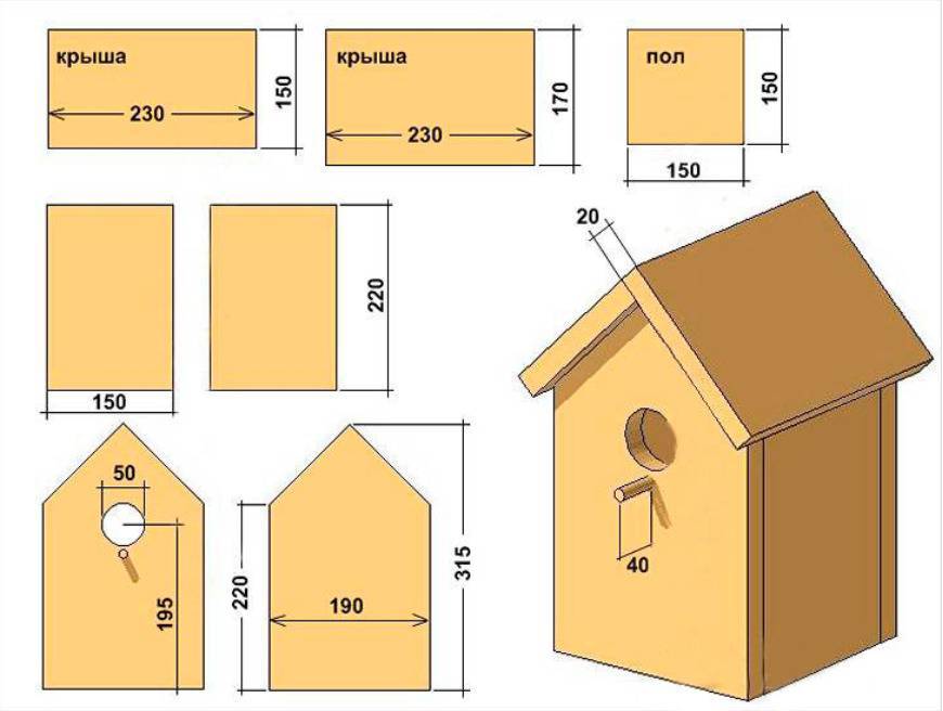 Размеры скворечника для скворцов чертеж из доски своими руками чертежи с размерами