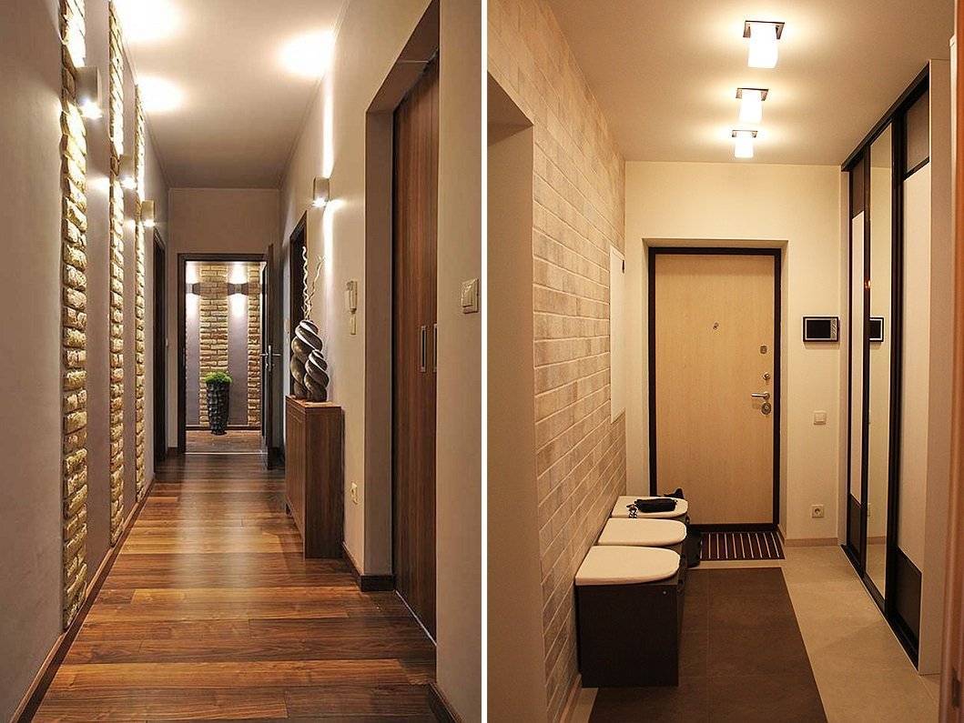 Дизайн длинного коридора в квартире - реальные фото примеров оформления