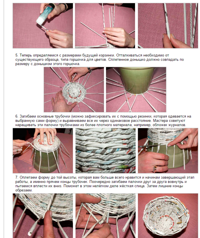 Азы плетения из газетных трубочек пошагово для начинающих