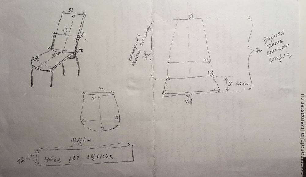 Чехлы на стулья своими руками (фото): виды, размер, чертежи