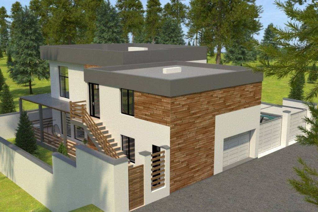 Дома с плоской крышей - лучшие идеи современных проектов (70 фото)