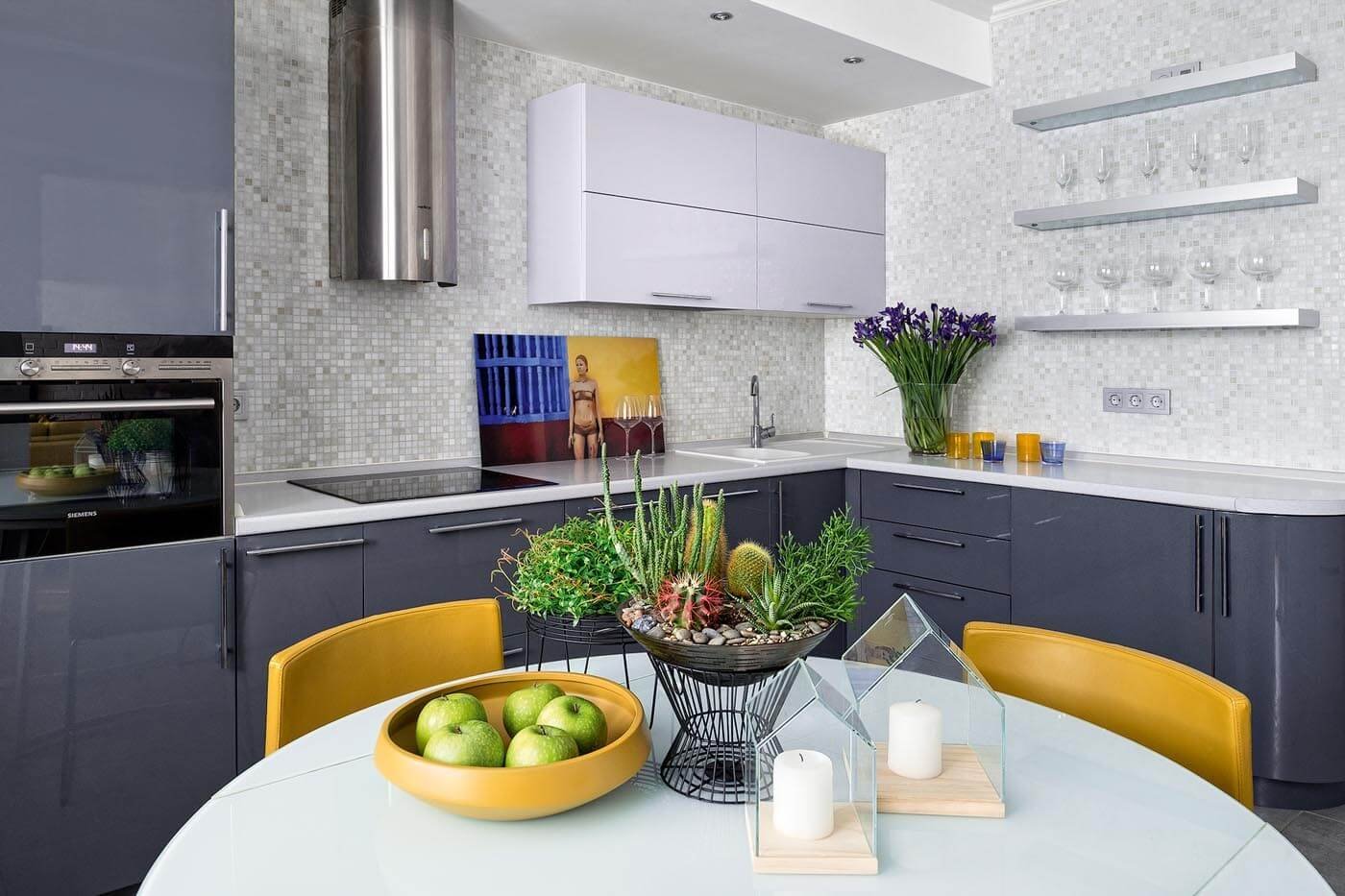 интерьер кухни в сером цвете реальные фото