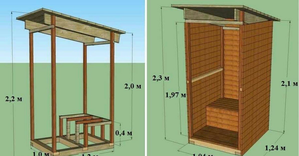 Проект туалета с душем для дачи с размерами