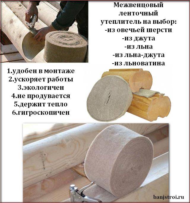 Как выбрать межвенцовый утеплитель для дома из бруса или бревна