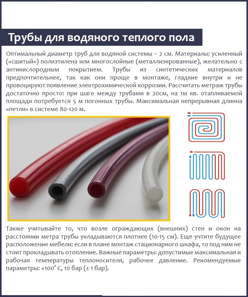Трубы для теплого водяного пола: виды, какие лучше, расчет