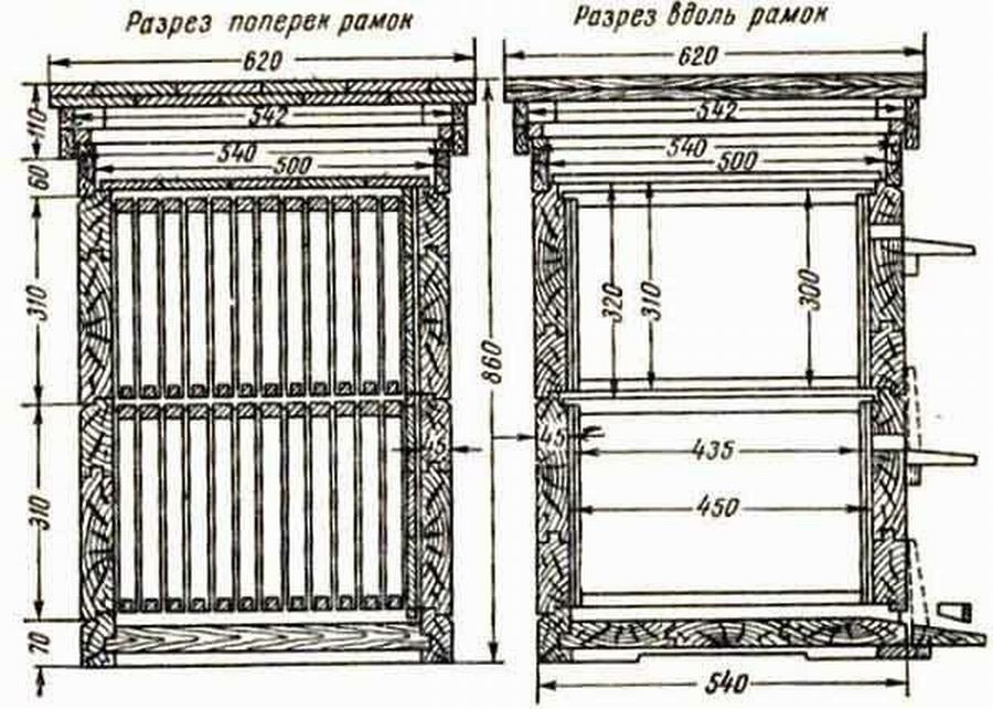 12 рамочный улей чертеж и размеры