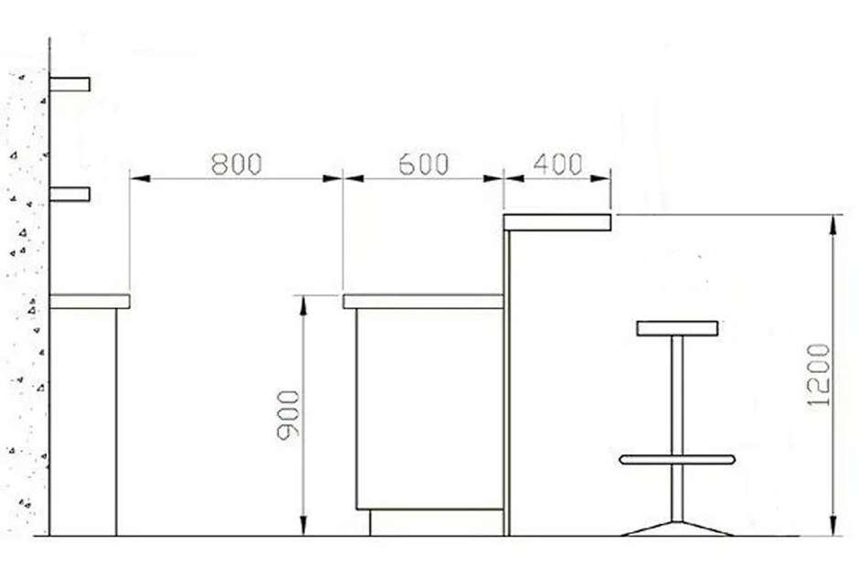 Чертеж барной стойки кафе