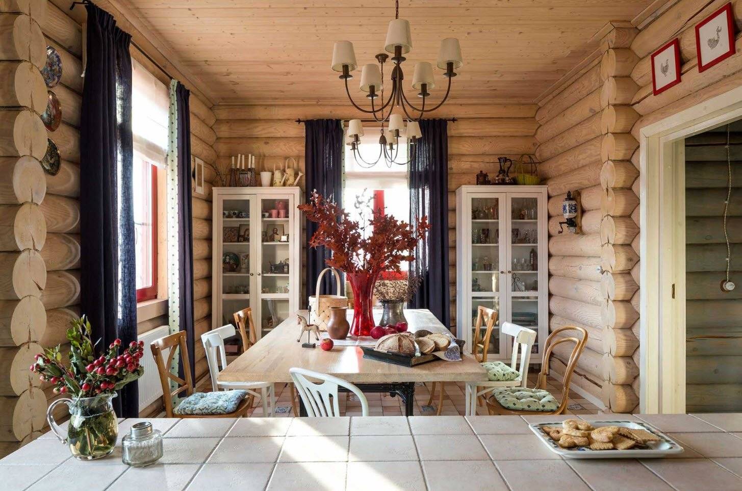 Дизайн бревенчатого дома внутри (17 фото)