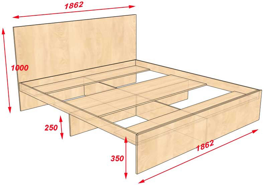 чертеж деревянной кровати 120х200