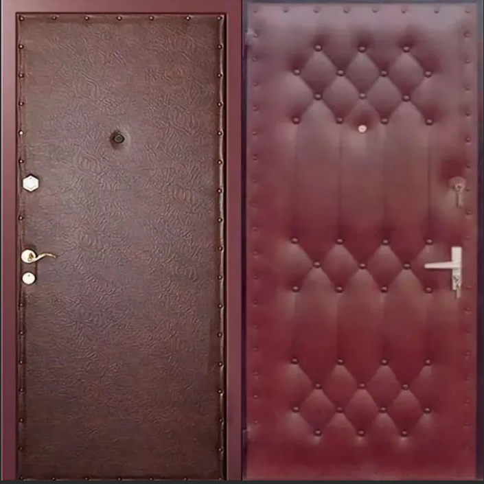 Обивка входной двери дермантином. Шпонированный дверного блока с обивкой дермантином 1х2.1. Обшить входную дверь дермантином. Входная дверь кожаная.