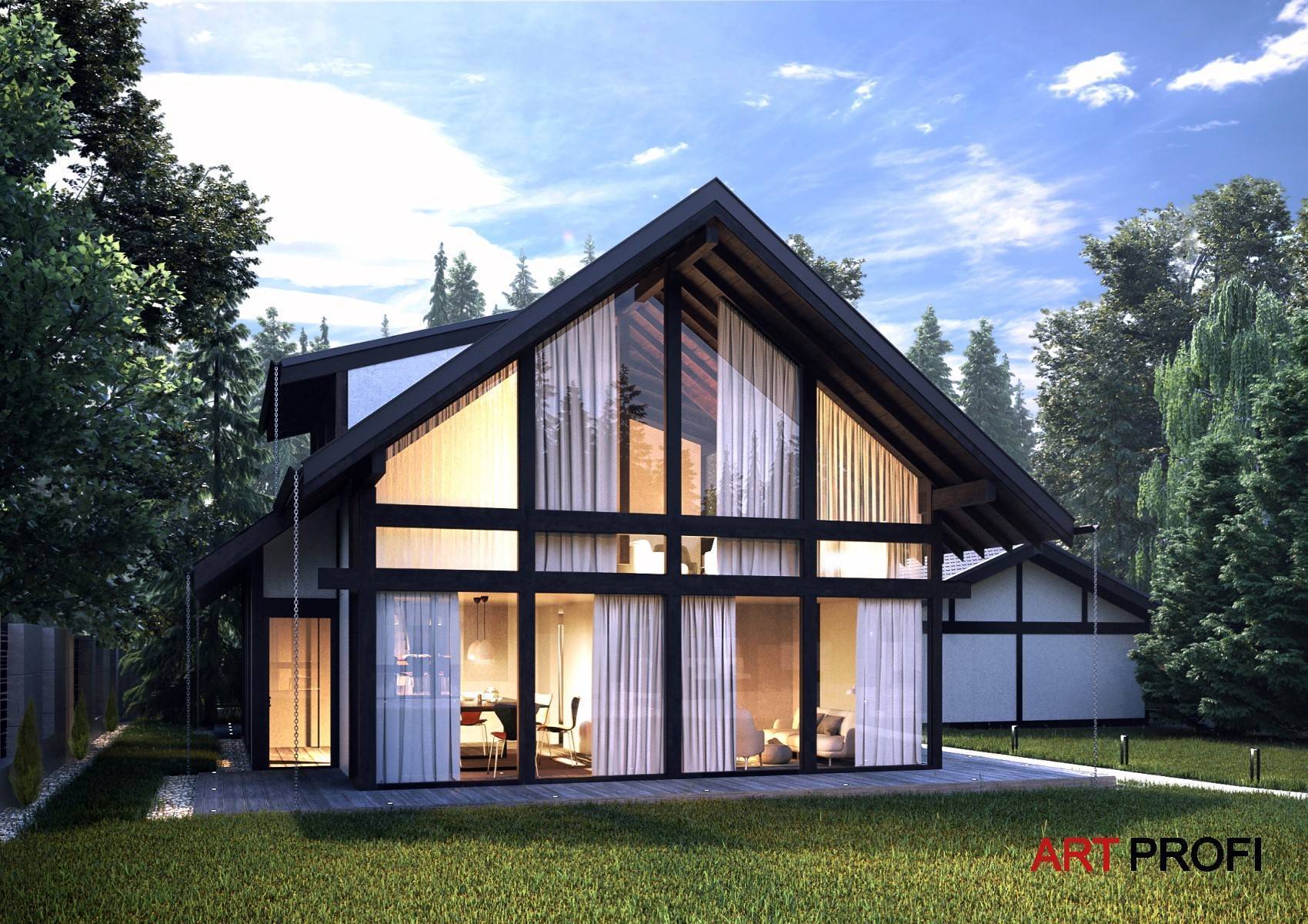 Проекты одноэтажных домов с панорамными окнами - domwine