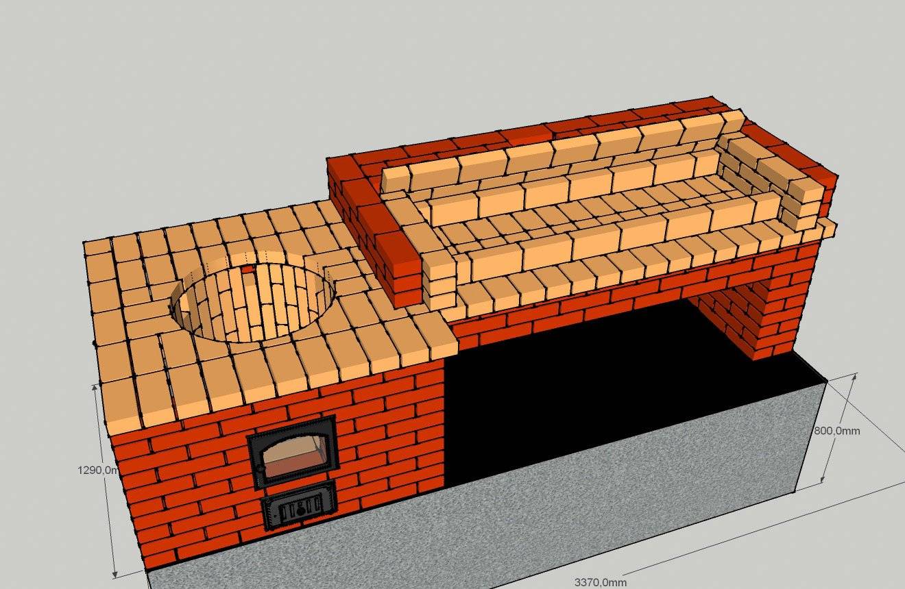 Мангал и печь под казан из кирпича