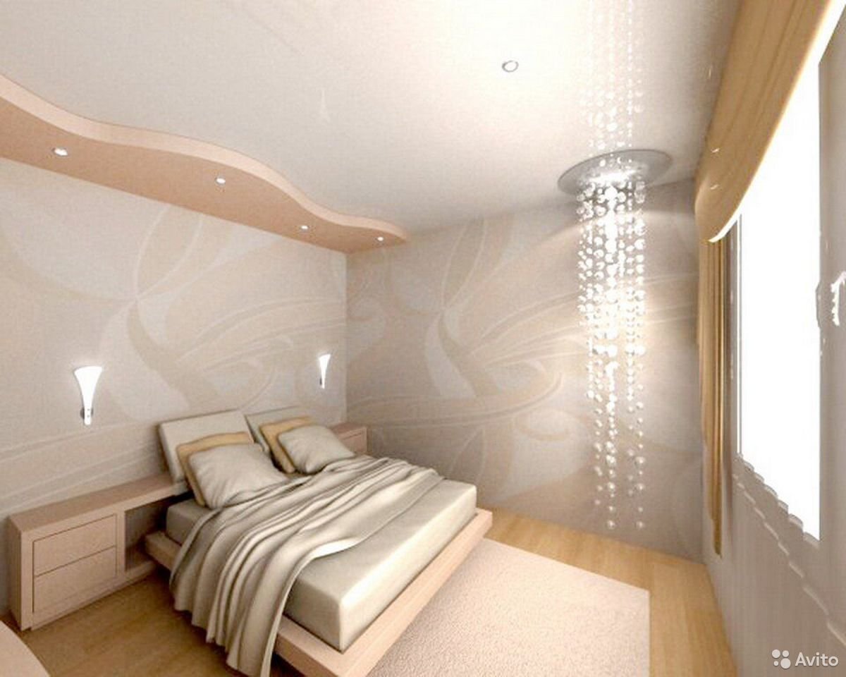 варианты подвесных потолков в спальне