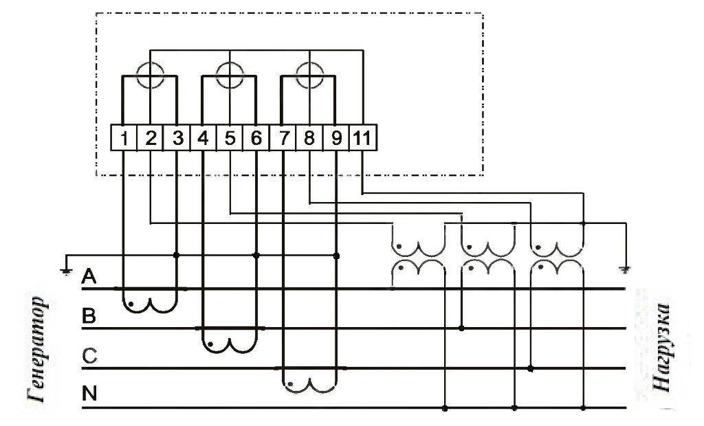 Схема подключения трехфазного электросчетчика