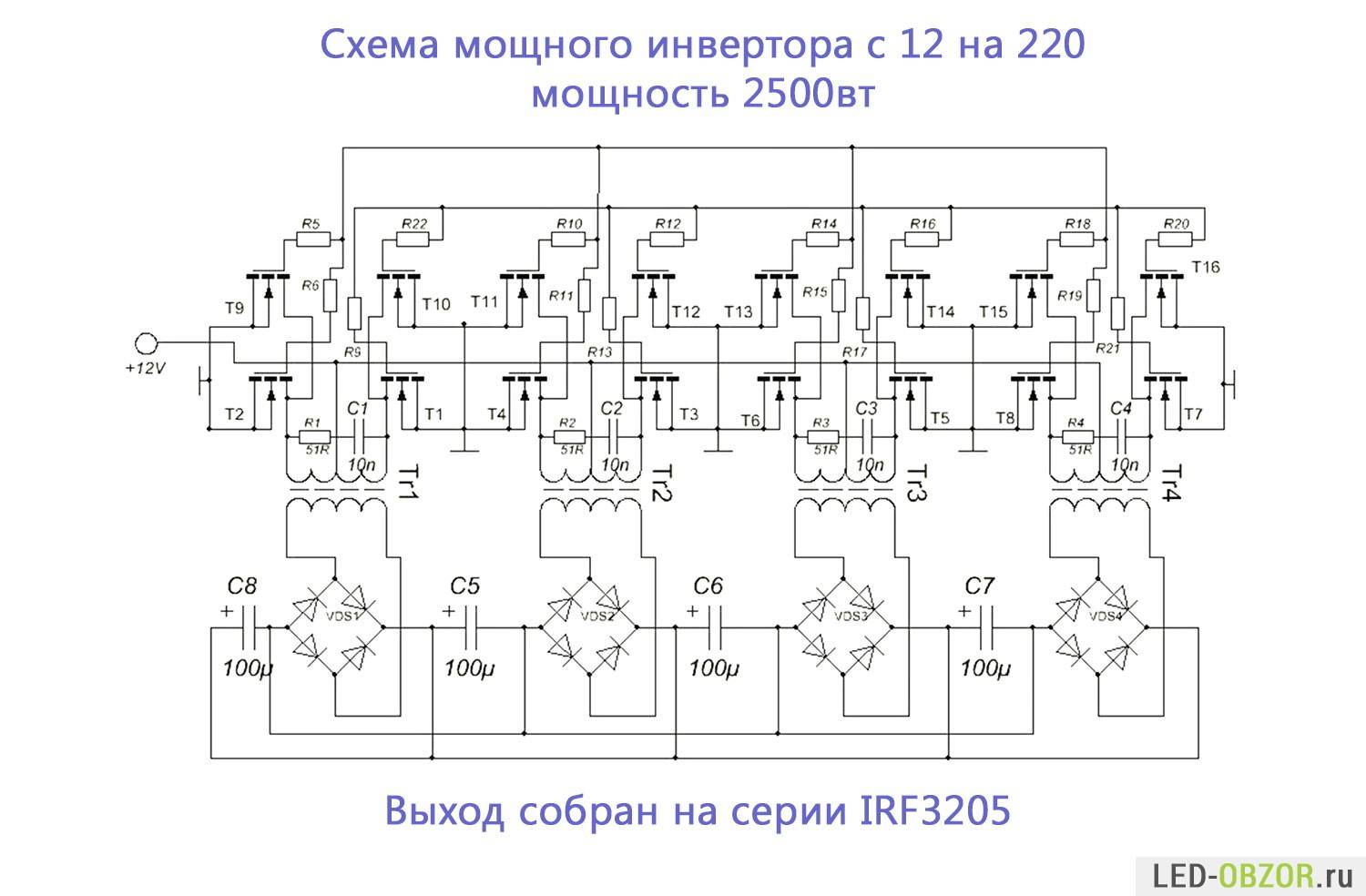 Преобразователь напряжения 12-220 (инвертор). виды и параметры