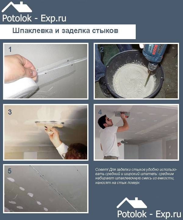 Как правильно шпаклевать потолок из гипсокартона - инструкция и видео